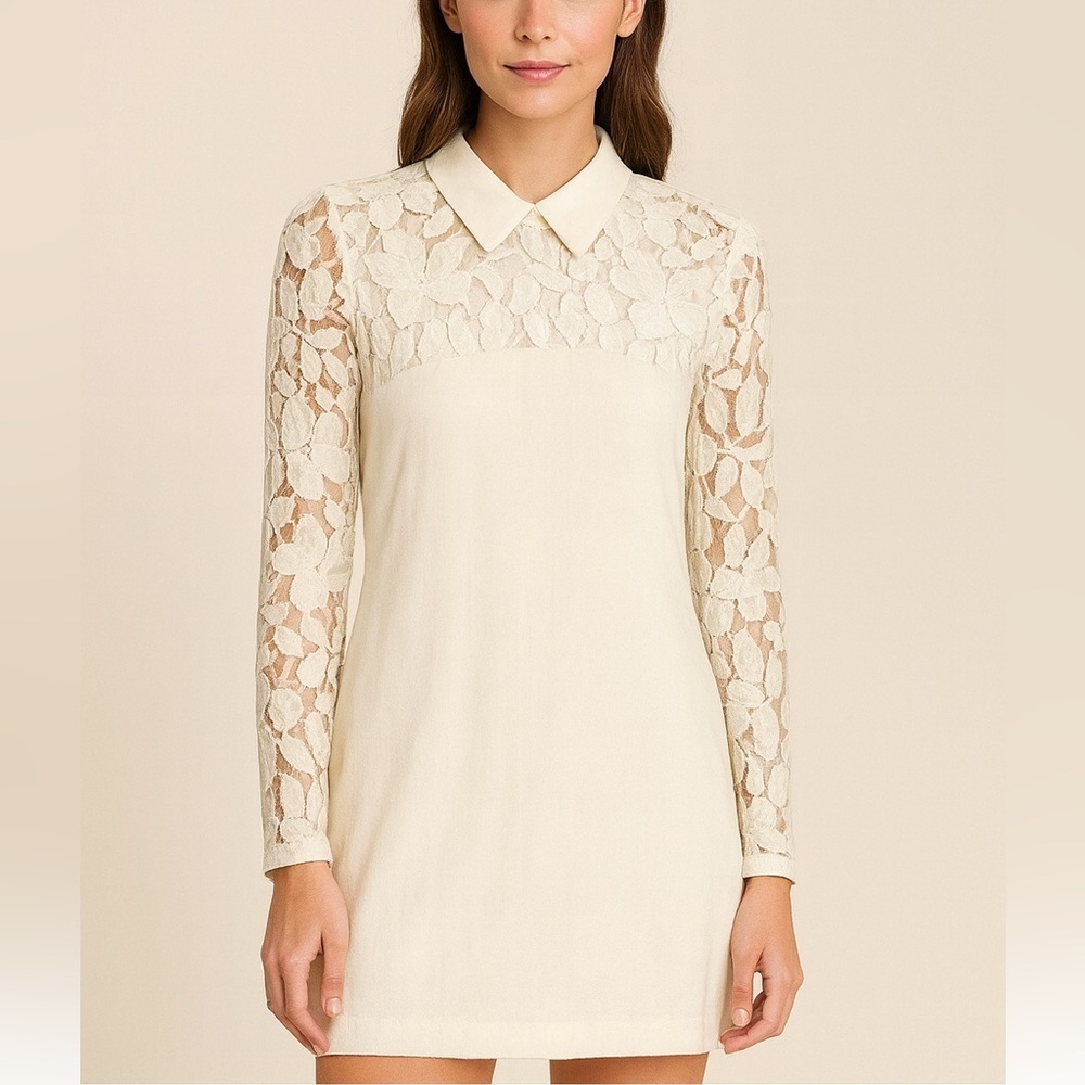 Axara Paris  longsleeve cream lace dress 38/L
